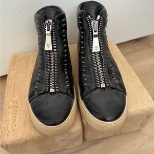 Frye | Lena Rebel Zip High Top Leather Sneakers | Black | Size 7.5